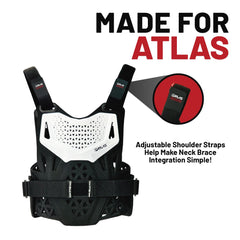 Atlas Charger PeeWee White + Shoulders A1020-00-000 - CE Certified Youth Neck Brace with Adjustable Shoulder Pads, Lightweight Design, Impact-Resistant Protection for Motocross, BMX, and Extreme Sports