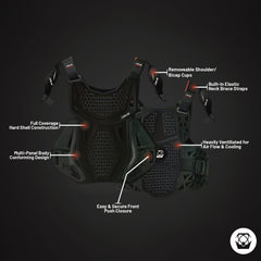 Atlas Charger Youth Black + Shoulders A1040-01-000 - CE Stoneshield Youth Neck Brace with Adjustable Shoulder Pads, Lightweight Impact-Resistant Protection for Motocross, BMX, and Extreme Sports