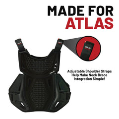 Atlas Charger Youth Black + Shoulders A1040-01-000 - CE Stoneshield Youth Neck Brace with Adjustable Shoulder Pads, Lightweight Impact-Resistant Protection for Motocross, BMX, and Extreme Sports