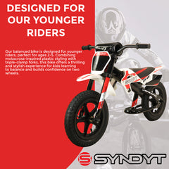 Syndyt SYP 120 12" Lightweight Balance Push Bike for Kids Ages 2-5 with 15" Seat and Lightweight, durable frame (Red/White)