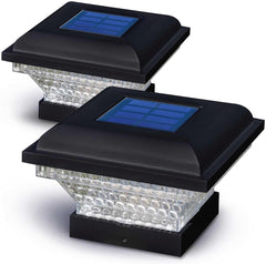 Home Zone Security Decorative Outdoor Solar Post Lights Black No Wiring 2 Pack