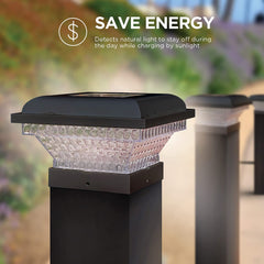 Home Zone Security Decorative Outdoor Solar Post Lights Black No Wiring 2 Pack