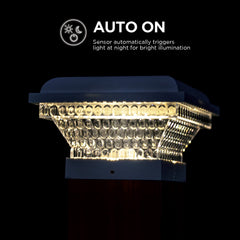 Home Zone Security Decorative Outdoor Solar Post Lights Black No Wiring 2 Pack