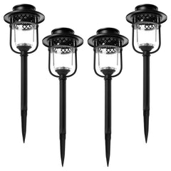 Home Zone Security Pathway & Garden Solar Glass Lights Stainless Steel 4 Set
