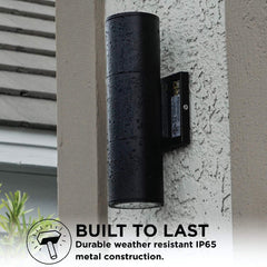 Home Zone Security LED Modern Wall & Porch Sconce Light Black