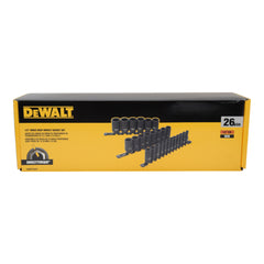 DEWALT DWMT19242 26-Piece 1/2" Drive Impact Deep Socket Set - Professional Grade Chrome Vanadium Steel Sockets