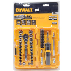 DEWALT DWMT45422 1/4" Drive 50-Piece Mechanics Tool Set - SAE & Metric, Cr-V Steel, Compact Case - Socket, Bit & Accessory Kit for Auto, Bike & Home Repair