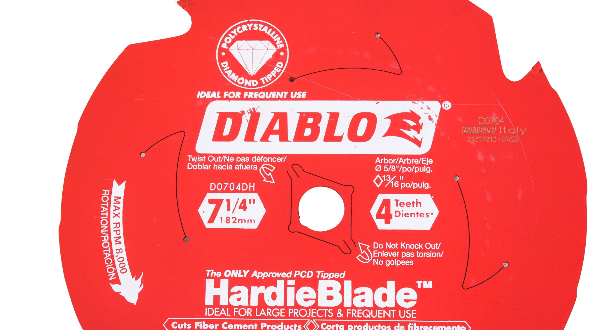 Diablo D0704DHA 7 1/4" 4T PCD Tip TCG Hardie Blade Fiber Cement Saw Blade