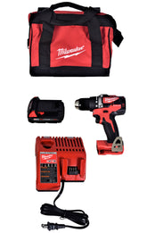 Milwaukee 2801-21P M18 18-Volt Lithium-Ion Compact Brushless Cordless 1/2 in. Drill/Driver Kit