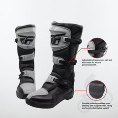 Fly Racing Maverik LT Boots, 2026 Model, for Adults, Size 12 - Lightweight Enduro Riding Boots with 3D Molded Shift Panels, Articulated Ankle Support, and Durable Rubber Heat Shield (Grey/Black)