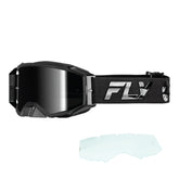 Fly Racing Zone Pro Goggles – Premium Motocross & Off-Road Goggles with Anti-Fog Lens, Tear-Off System, Quick-Change Lens & Comfortable Triple-Layer Foam - Includes Clear Lens & Microfiber Bag (Black)