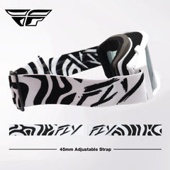 Fly Racing Zone Elite Goggles – Premium Motocross & Off-Road Goggles with HD Lens System, Quick-Change Technology & Pro Fit (Black/White)