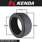 Kenda 235S2066 20x9-12 Hole-N-1 6 Ply Tubeless Golf Cart Turf Tires 4 Pack