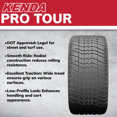 Kenda 277010N4 205/50-10 Pro Tour 4 Ply Tubeless Golf Cart Tires 4 Pack