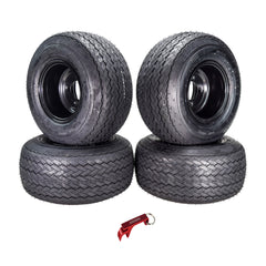 Kenda Hole-N-1 K389 18x8.5-8 Golf Cart Tire with 4-Ply Rating & Pre-Assembled Semi-Gloss Black Wheel with Keychain - Hole in one 18/8.5/8 - 4-Pack