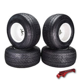 Kenda 18x8.5-8 Golf Cart Tire & White Wheel Assembled Kit w/ Keychain 4 Pack