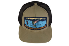 Sendero Provisions Co. Fly Fisher Adjustable Snapback Hat with Sublimated Patch & Mesh Back for Breathability (Khaki/Brown) - One Size