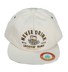 Sendero Provisions Co. Shootin' Hand Adjustable Strapback Hat with Screen Printed Design (White) - One Size