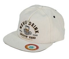 Sendero Provisions Co. Shootin' Hand Adjustable Strapback Hat with Screen Printed Design (White) - One Size