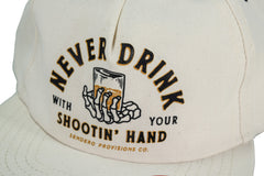 Sendero Provisions Co. Shootin' Hand Adjustable Strapback Hat with Screen Printed Design (White) - One Size