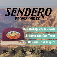 Sendero Provisions Co. Grand Canyon National Park Adjustable Snapback Rope Hat with Woven Patch & Topographic Map Undervisor (Wine/Khaki) - One Size
