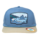 Sendero Provisions Co. Olympic National Park Adjustable Snapback Rope Hat with Woven Patch & Topographic Map Undervisor (Blue Stone/Stone) - One Size