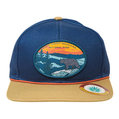 Sendero Provisions Co. Smoky Mountain National Park Adjustable Snapback Rope Hat with Woven Patch & Topographic Map Undervisor (Storm/Honey) - One Size