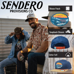 Sendero Provisions Co. Smoky Mountain National Park Adjustable Snapback Rope Hat with Woven Patch & Topographic Map Undervisor (Storm/Honey) - One Size