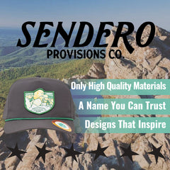 Sendero Provisions Co. Shenandoah National Park Adjustable Snapback Rope Hat with Woven Patch & Topographic Map Undervisor (Brown/Green) - One Size