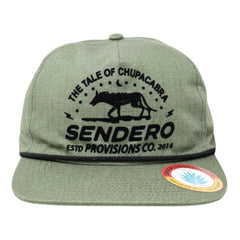 Sendero Provisions Co. Chupacabra Adjustable Snapback Hat with Felt Design & Braided Rope (Green/Midnight Black) - One Size