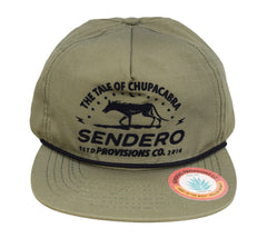 Sendero Provisions Co. Chupacabra Adjustable Snapback Hat with Felt Design & Braided Rope (Green/Midnight Black) - One Size
