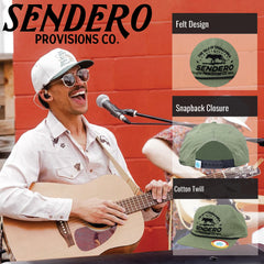 Sendero Provisions Co. Chupacabra Adjustable Snapback Hat with Felt Design & Braided Rope (Green/Midnight Black) - One Size