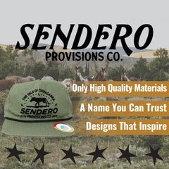 Sendero Provisions Co. Chupacabra Adjustable Snapback Hat with Felt Design & Braided Rope (Green/Midnight Black) - One Size