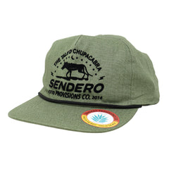 Sendero Provisions Co. Chupacabra Adjustable Snapback Hat with Felt Design & Braided Rope (Green/Midnight Black) - One Size