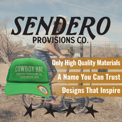 Sendero Provisions Co. Cowboy Adjustable Snapback Foam Trucker Hat with Embroidered Logo & Mesh back (Green/White) - One Size