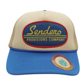 Sendero Provisions Co. Country Store Adjustable Snapback Hat with Woven Label Patch (White/Blue) - One Size