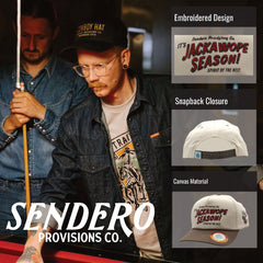 Sendero Provisions Co. Jackawope Adjustable Snapback Hat with Embroidered Front & Braided Rope (Cream/Brown) - One Size