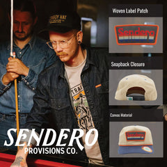 Sendero Provisions Co. Signature Snapback Hat, Classic Retro Design with Exclusive Sendero Patch, Adjustable (Cream/Navy) - One Size