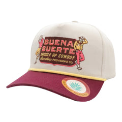Sendero Provisions Co. Buena Suerte Adjustable Snapback Hat with Embroidered Patch (Cream/Maroon) - One Size