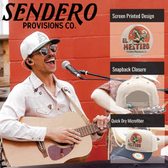 Sendero Provisions Co. El Mestizo Adjustable Snapback Hat with Printed Design (White/Navy) - One Size