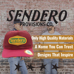 Sendero Provisions Co. Red Mesh Supply Hat, Adjustable Snapback with Detailed Embroidered Patch (Red) - One Size