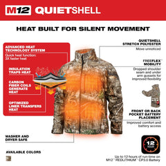 Milwaukee 224C-21L M12 Lithium-Ion QUIETSHELL Camo Heated Jacket Kit with Battery (Large)