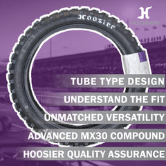 Hoosier Racing Tire 60/100-12 MX30 Sr Dirt Bike Front Tube Type Tire with Hoosier Keychain