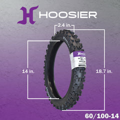 Hoosier Racing Tire Set: 60/100-14 MX30 & 90/100-14 IMX30 Tube Tires & Keychain