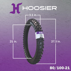 Hoosier Racing Tire 80/100-21 MX25S C100 125, 250, 450cc Dirt Bike Front Tire with Hoosier Keychain