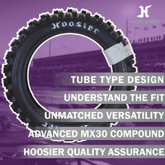 Hoosier Racing Tire 110/100-18 IMX25 125, 250, 450cc Dirt Bike Rear Tube Type Tire with Hoosier Keychain