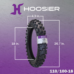 Hoosier Racing Tire 110/100-18 IMX30 Dirt Bike Rear Tube Type Tire Ideal for 125, 250, 450cc Bikes with Hoosier Keychain