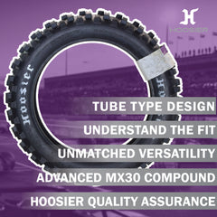 Hoosier Racing Tire 110/100-18 IMX30 Dirt Bike Rear Tube Type Tire Ideal for 125, 250, 450cc Bikes with Hoosier Keychain