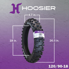 Hoosier Racing Tire 120/90-18 IMX20 C100 Dirt Bike Rear Tube Type Tire Ideal for 250, 450cc Bikes with Hoosier Keychain