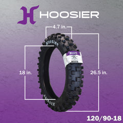 Hoosier Racing Tire 120/90-18 IMX30 C100 250, 450cc Dirt Bike Rear Tube Type Tire with Hoosier Keychain